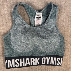Gymshark Seamless Sports Bra Women's XS Green Marl Racerback‎ Padded Athletic